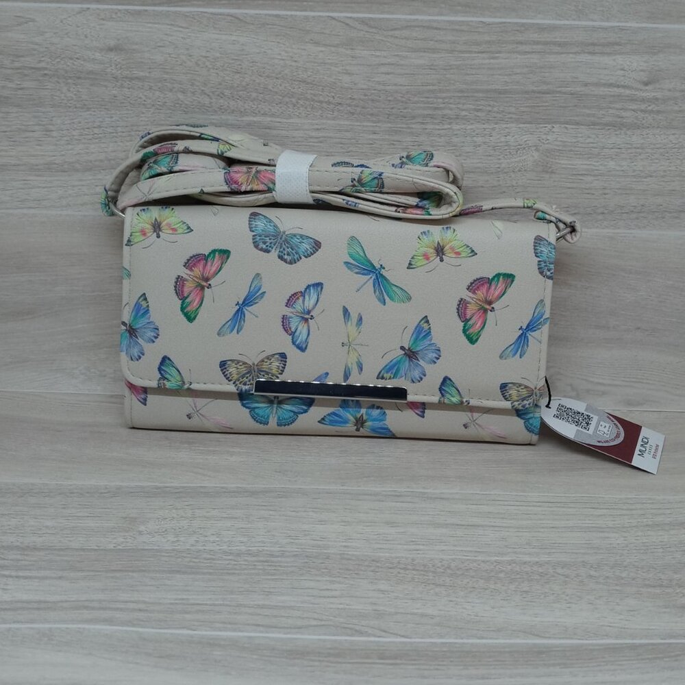 Mundi Cares Bufferfly Crossbody Purse RFID Protected/NWT